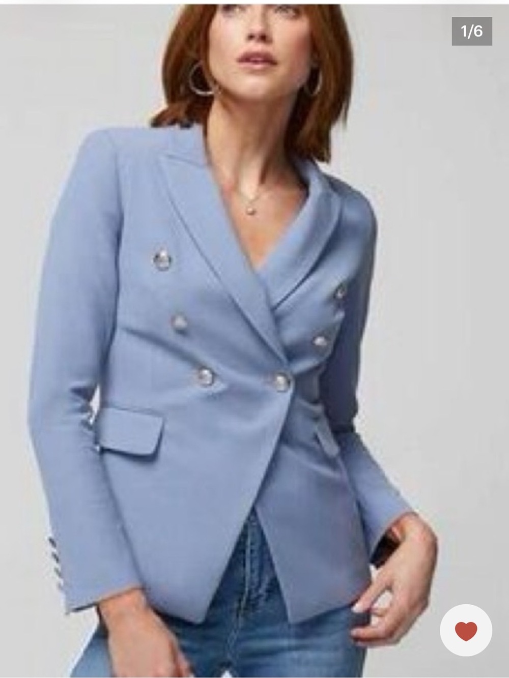 NWT White House Black Market Powder Blue Double-Breasted Blazer Sz 4